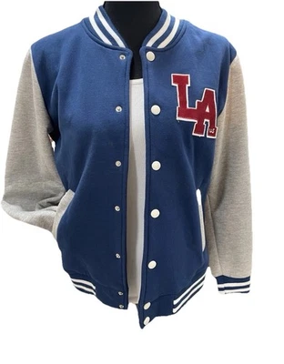 Chaqueta Universitaria Juishden Para Mujer’s L Azul Gris LA Letterman Bomber Streetwear Y2K Foto 1 de 4
