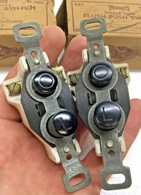 2 interruptores de luz de botón pulsador de un solo polo Leviton EE. UU. NOS Nuevo stock antiguo bonito Foto 1 de 4