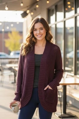 Stitch исправить RD стиль женщин открытый передний вязаный кардиган свитер XS карманы - Изображение 1 из 4