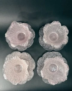 4 Fratelli Toso Murano Italian Pink Overshot Sugarware Glass Bowl Plate Set - Picture 1 of 17