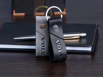 Leather Volvo Keyring: Full-Grain or Crazy Horse Leather Car Keychain - Image 1 of 4