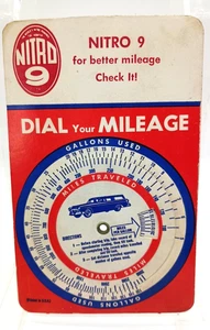 Vintage Nitro 9 Fuel Additive Dial Your Mileage Card Advertising 1960's Auto Gas - Bild 1 von 8