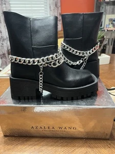 Neue schwarze Damenstiefel Größe 6,5 Azale Wang Akira Rolling Stones - Bild 1 von 6