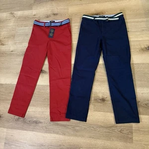 polo ralph lauren Boys Stretch Chino Pants Size 12 Lot Navy And Red - Picture 1 of 10
