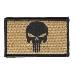 Punisher Skull Patch 2x3.25” Tan Black Tactical Morale Badge Hook Fastener - Picture 1 of 1