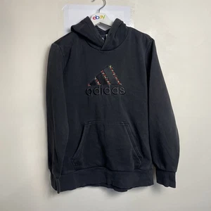 Adidas Hoodie Size Medium Men's Black Pullover Embroidered Floral Logo Cotton - Bild 1 von 10