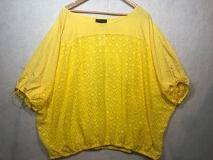Lane Bryant Tunika Oberteil gelb halbtransparent Bindeärmel fließend Boho Damen 26/28 - Bild 1 von 11