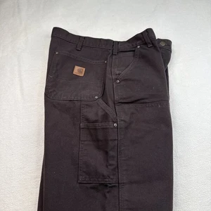 Vtg Y2K Carhartt Dark Brown Double Knee Pants Carpenter Loop Size 36×30 B136 DK8 - Picture 1 of 17