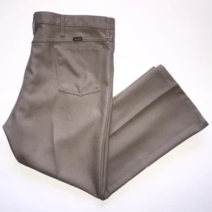 VTG WRANGLER Wrancher Cowboy Polyester Pants Men’s 44x30 Brown 82BH Made In USA - Picture 1 of 13