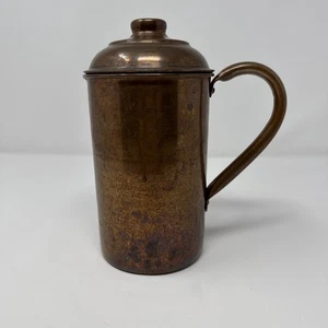 Vintage Massiver Kupfer Servierkrug Behälter mit Deckel Griff Wohndeko - Bild 1 von 12