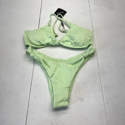 Conjunto de traje de baño descarado halter acanalado verde Zaful para mujer talla 4 NUEVO Foto 1 de 4