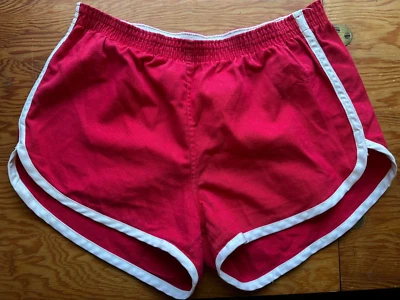 Vintage 80s Red & White Sports Shorts Cotton Size M Waist 32-34 - Image 1 of 4