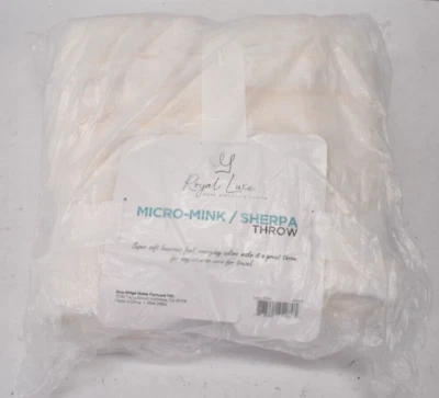 Роскошное белое постельное белье Royal Luxe Micro-Mink Sherpa Throw Blanket 50 x 60 дюймов - Изображение 1 из 4