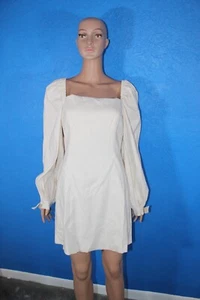 Ted Baker tailliertes Kleid mit Blousonärmeln nude Leinen Damengröße 3 (8-10) neu mit Etikett - Bild 1 von 10