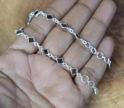 Pulsera de joyería de plata de ley 925 hecha a mano con piedras preciosas de cuarzo ahumado regalo para mujer Foto 1 de 4