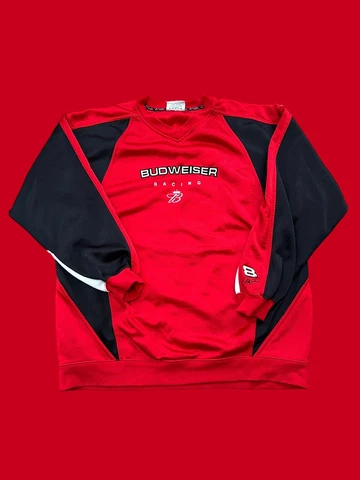 Dale Earnhardt Jr. Budweiser Racing NASCAR VTG Silky Red Sweatshirt Large Cover