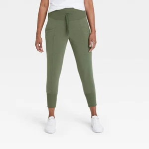All in Motion Jogger Pants Womens XS to XXL Olive French Terry High Rise C1006 - Picture 1 of 1