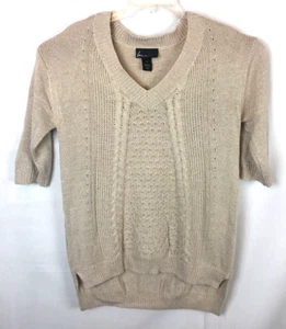 Suéter para mujer Lane Bryant talla 14 16 beige con brillo dorado B16*U - Imagen 1 de 7