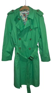 Perry Ellis Vintage Trench Raincoat Spring Green - Size 16P Excellent Condition! - Picture 1 of 9