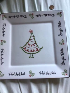 St Nicholas Square TIS THE SEASON 10 1/4" Square Serving Bowl Christmas Tree EUC - Picture 1 of 5