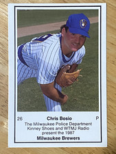 *RARE 1987 Chris Bosio RC ERROR Brewers -Limited Police Dept card- LOW POP FrShp