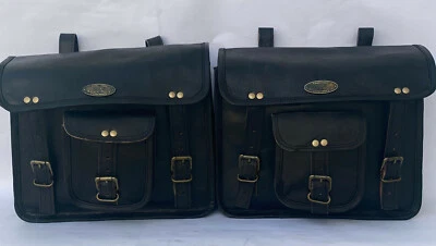Borse da sella grandi 13" marsupio da moto in pelle nera due borse borse bors... - Image 1 of 4