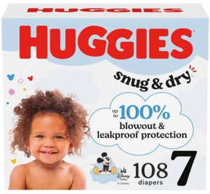 Huggies Size 7 Diapers, Snug & Dry Baby Diapers, Size 7 (41+ lbs), 108 Count - Picture 1 of 3