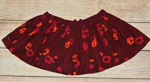 NWT LANDS' END GIRLS 4 CORDUROY FLARE PLEATED BOW FLORAL BURGUNDY PINK SKIRT - Picture 1 of 9