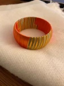 Orange Band mit Streifen funkelnden Details leichter Armreif Mode Armband - lesen! - Bild 1 von 7