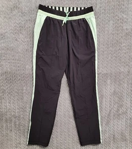 Lululemon Run Bandit Track Pant Black / Mini Hyper Stripe Fresh Teal Size 8 - Picture 1 of 13