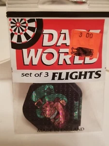 Dart World vintage 90's black/green Leprechaun dart flights, dimplex 3d pattern - Picture 1 of 1