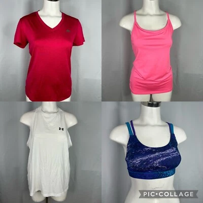 Лот из 4 ЧЕМПИОНОВ Under Armour Aerostaple тренировки Athletic топы бюстгальтеры Sz Lg и XL - Изображение 1 из 4