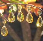 5 amber Yellow Glass Crystal Prism Lamp Chandelier Part Suncatcher dark pins art
