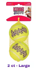 Kong SQUEAKAIR Dog TENNIS BALLS - 2 ct LARGE 3" Nonabrasive Squeaky Chew Toy - Picture 1 of 2