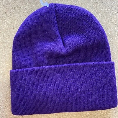 UO Urban Outfitters Beanie простоя манжеты твердого трикотажа зимняя кепка шляпа лыж пустой Purp - Изображение 1 из 3