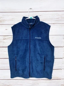 Columbia Mens Fleece Vest Size L Blue Full Zip Sleeveless Zipped Pockets - Picture 1 of 7