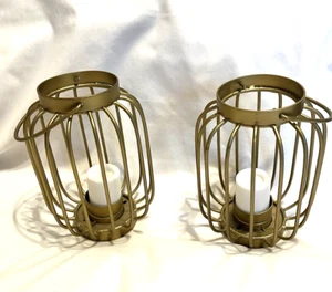 Portacandele colore oro stile lanterna votiva gabbia ottone - Foto 1 di 5