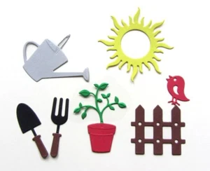 LOT Découpes en papier _ AU JARDIN de 2,2 à 6cm _ Die cut scrapbooking carterie - Imagen 1 de 2