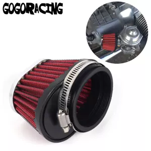 55mm/2.17" Red Motorcycle Oval Pod Engine Air Filter Cleaner Washable Reusable - Picture 1 of 11