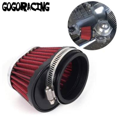 55mm/2.17" Red Motorcycle Oval Pod Engine Air Filter Cleaner Washable Reusable Foto 1 de 4