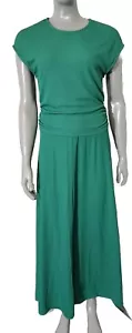 Ribbed Short Sleeve Crop Top High Waist Midi Skirt Set Womens Size Medium Green - Picture 1 of 15