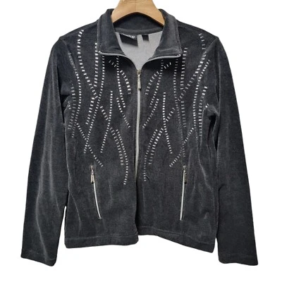 Chaqueta ONQUE Diseño Embellecido Cuello Cremallera Única Suave Mujer Pequeña PS Foto 1 de 4