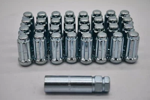 Set 32 Spline Lug Nut Kit Zinc 9/16" 2" Tall W/ 6 Spline Key 9/16-18 Gorilla - Picture 1 of 3