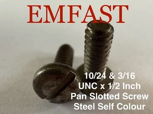 10/24 3/16 unc x 1/2 bandeja ranura máquina tornillos acero ranurados tornillos - Imagen 1 de 3