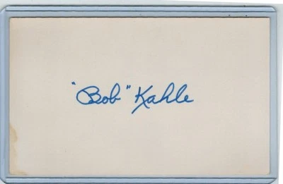 BOB KAHLE INDEX CARD SIGNED 1938 BOSTON BEES PSA/DNA CERTIFIED 1915-1988 - Image 1 of 2