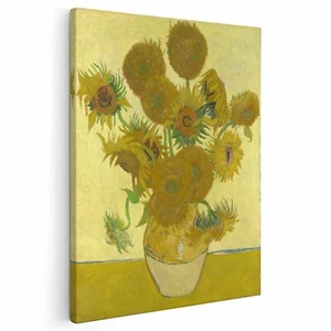 Quadro Van Gogh Vaso con dodici Girasoli Canvas Tela Telaio in legno soggiorno - Imagen 1 de 7