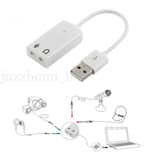 Adaptateur Audio Haut-Parleur Carte Son USB 2.0 Blanc 3,5mm Microphone Prise Écouteur - Photo 1/6