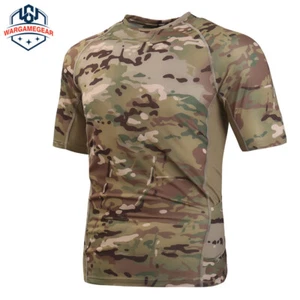 Quick Drying Tactical Short Sleeve Camo Tops Military Combat Crew Neck T-Shirt - Picture 1 of 16