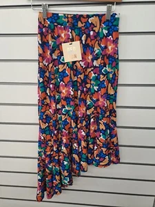 QED LONDON DAMEN BLUMENDRUCK ASSYMETRISCHER ROCK GRÖSSE 8 NEU (ref 524) - Bild 1 von 2