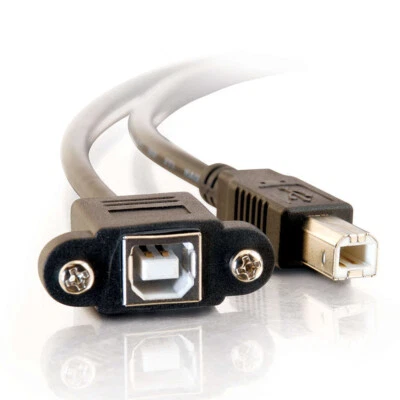 Panel-Mount USB 2.0 B Female to B Male Cable-[1ft (0.3m)-3ft (0.9m)]-C2G - Image 1 of 4